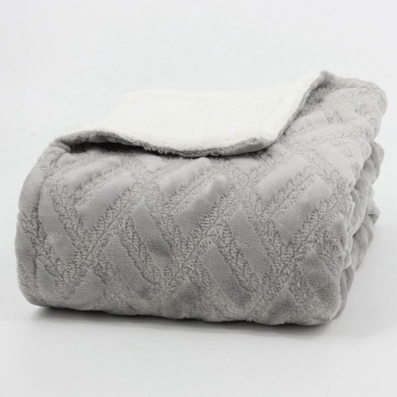 Double Layers Thick Flannel Fleece Plush Sherpa Quilted Blanket