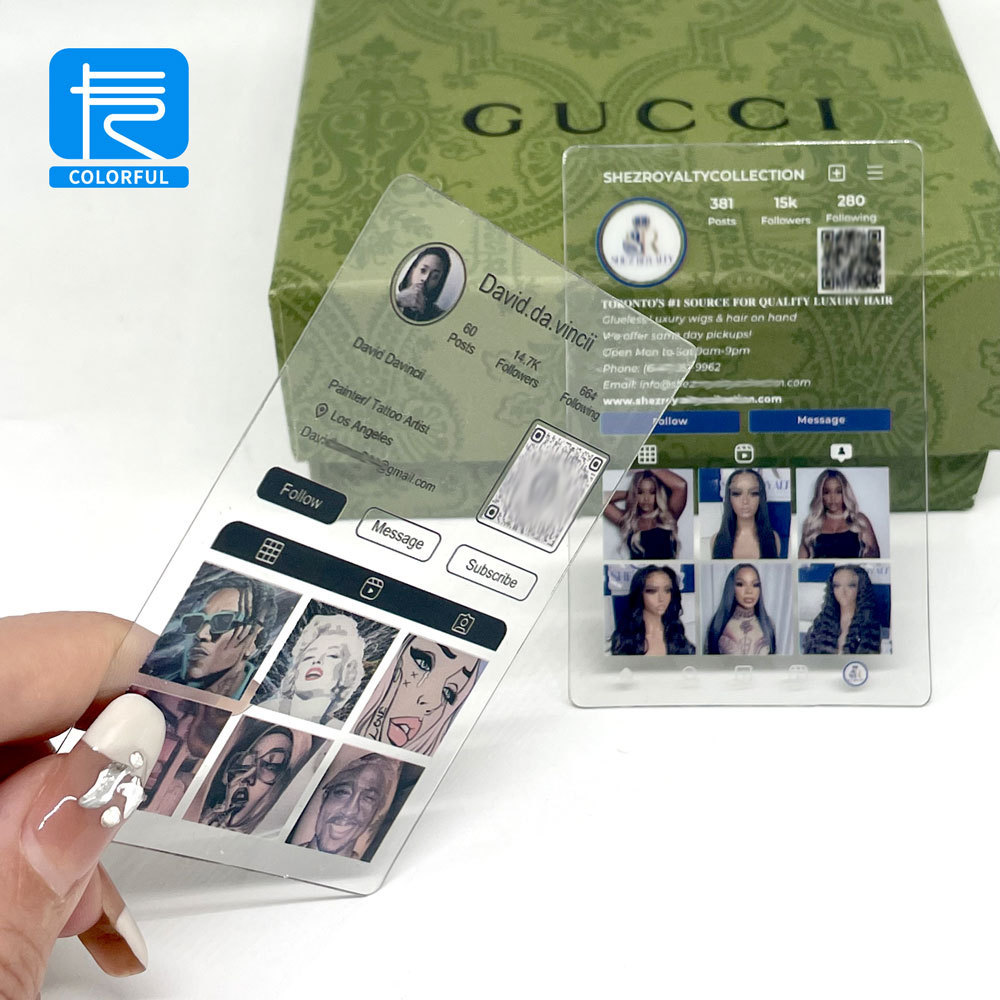 Custom Plastic Full Transparent Business Card INS Style Clear Invitation Name Card With QR Code