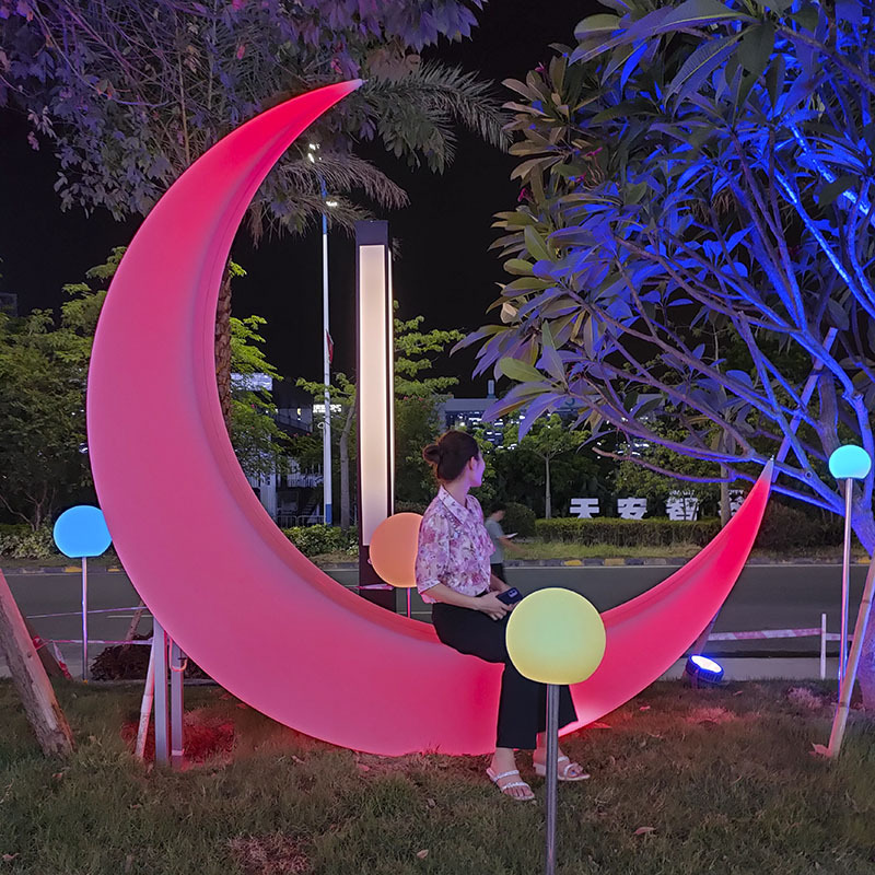 event party LED Swing seasaw glowing led swing chair outdoor plastic moon swing glow led moon chair for wedding