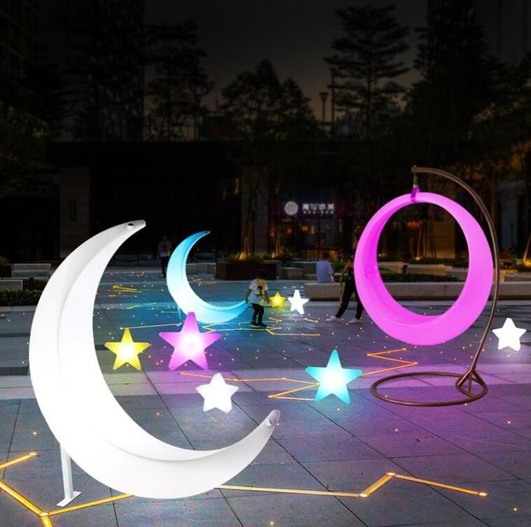 event party LED Swing seasaw glowing led swing chair outdoor plastic moon swing glow led moon chair for wedding