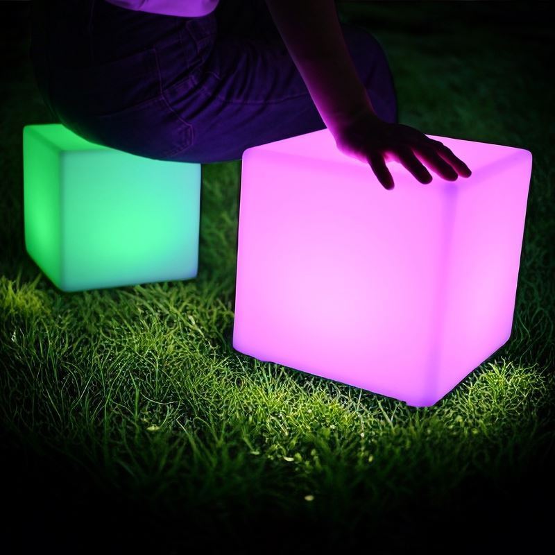 event light up chairs IP65 waterproof chair led rgb 16 colors changeable outdoor PE plastic chair cube seat