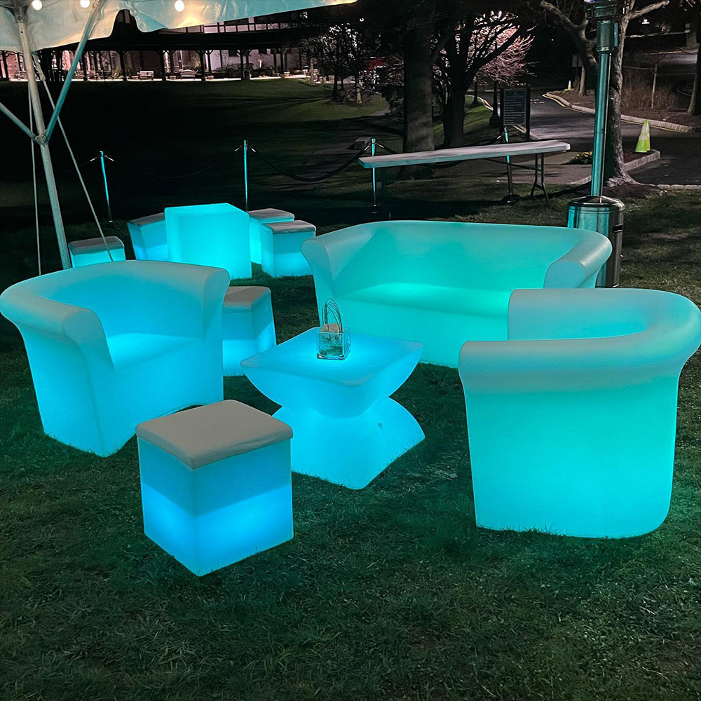 glowing luminous outdoor led furniture hookah lounge nightclub garden event modern coffee illuminated led light sofa set chair