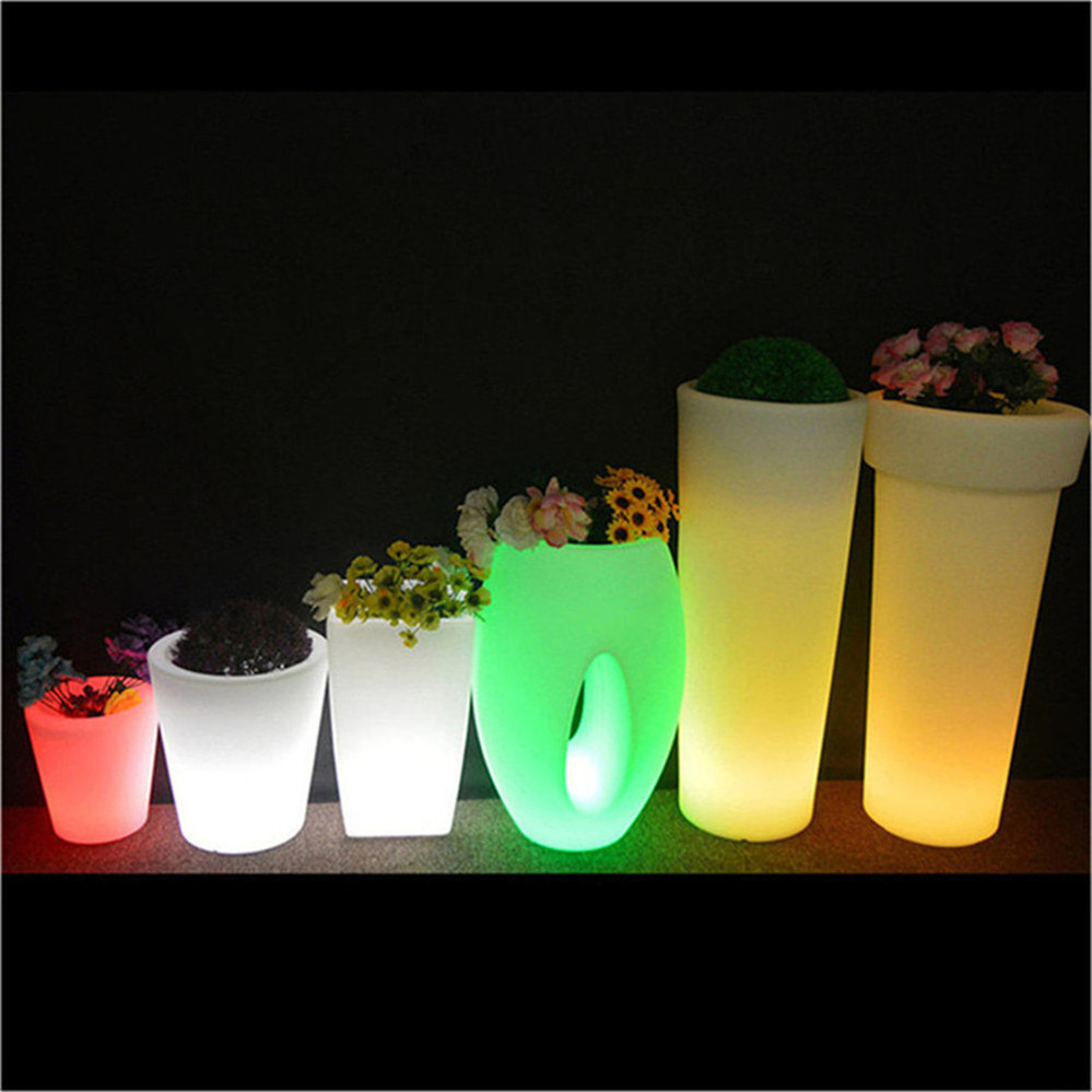 solar charging  illuminated large Led Luminous Plant Pots/outdoor solar charging glow plastic led light flower pots planters