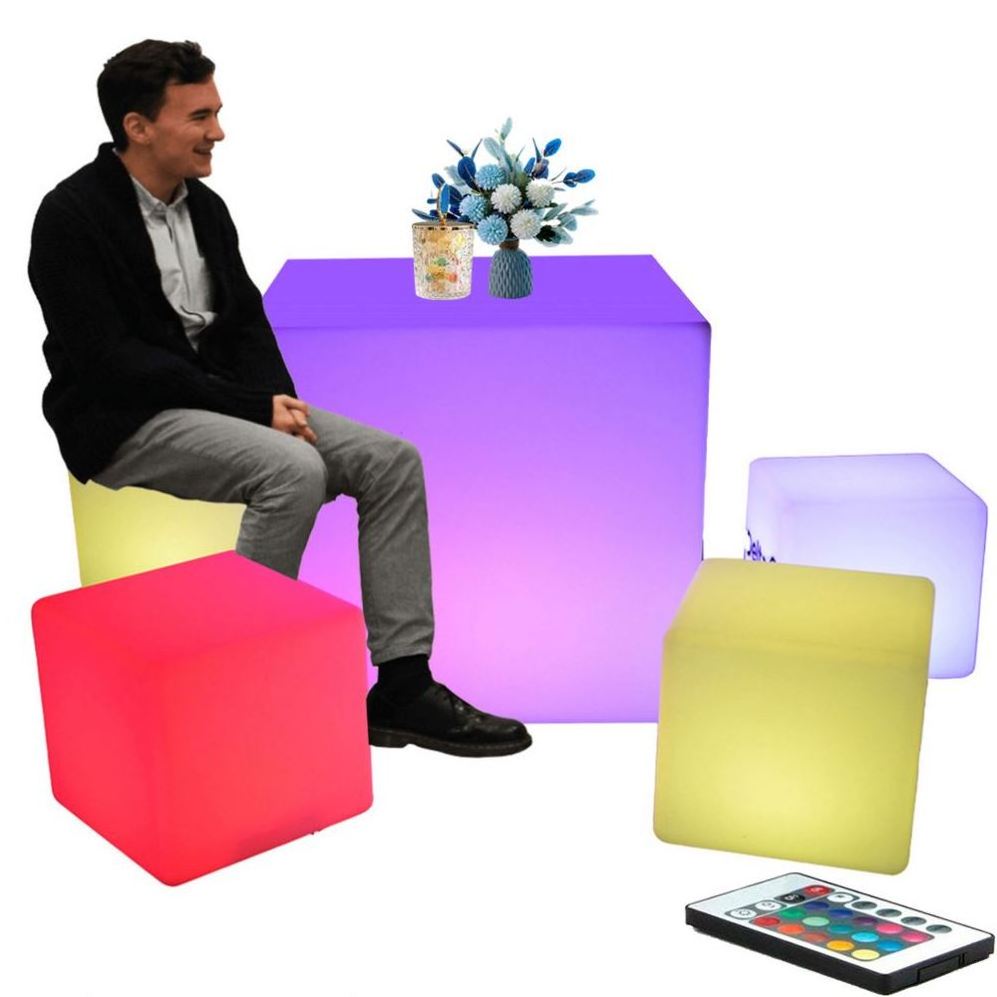 Custom Logo Retractable LED Bar Stools 16 Different Color Changing Outdoor Event Plastic Light Up Waterproof LED Cube Bar Chair