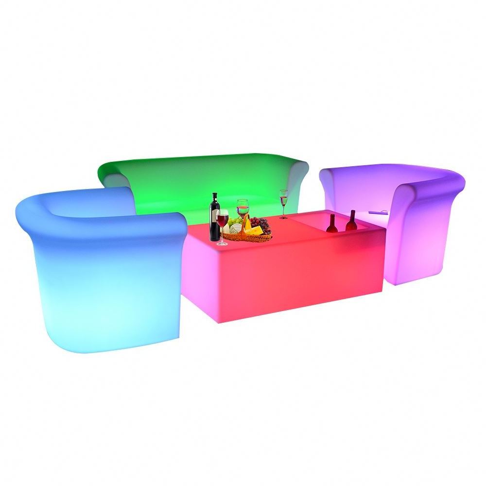 color changing puff chair plastic lounge furniture led light up sofa