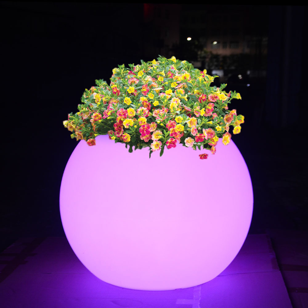 solar garden lights rgb Color changing illuminated planter standing led Flower magic pot led lighting glow floor lamp