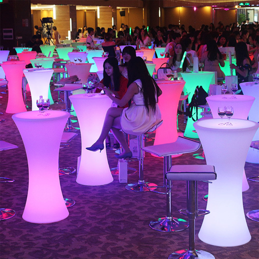 light up night club lounge outdoor high top cocktail led bar furniture table and chairs led round tables for event party garden