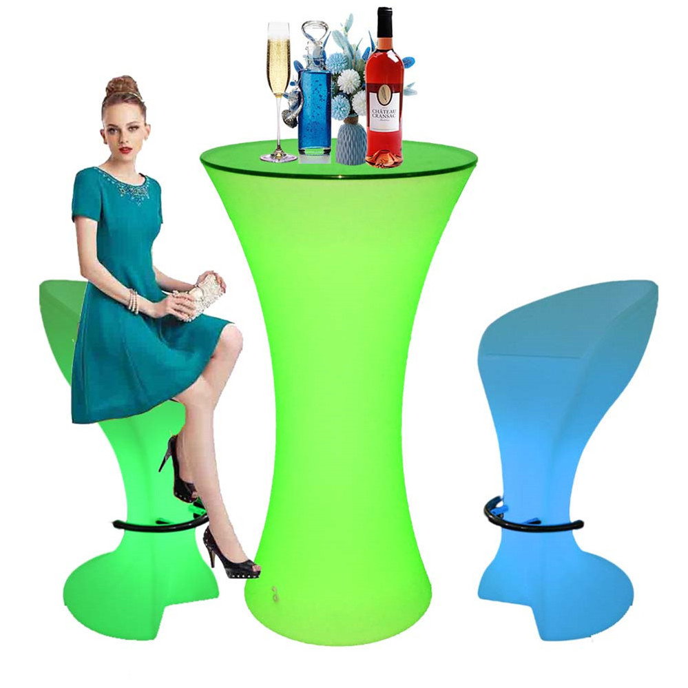 cheap bar table and chair sets /LED light up bar cocktail tables lumineuse mariage modern glowing night club party furniture