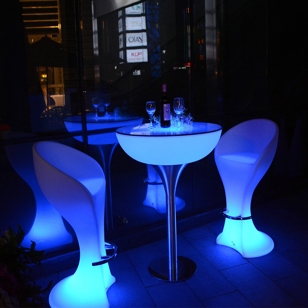 cheap bar table and chair sets /LED light up bar cocktail tables lumineuse mariage modern glowing night club party furniture