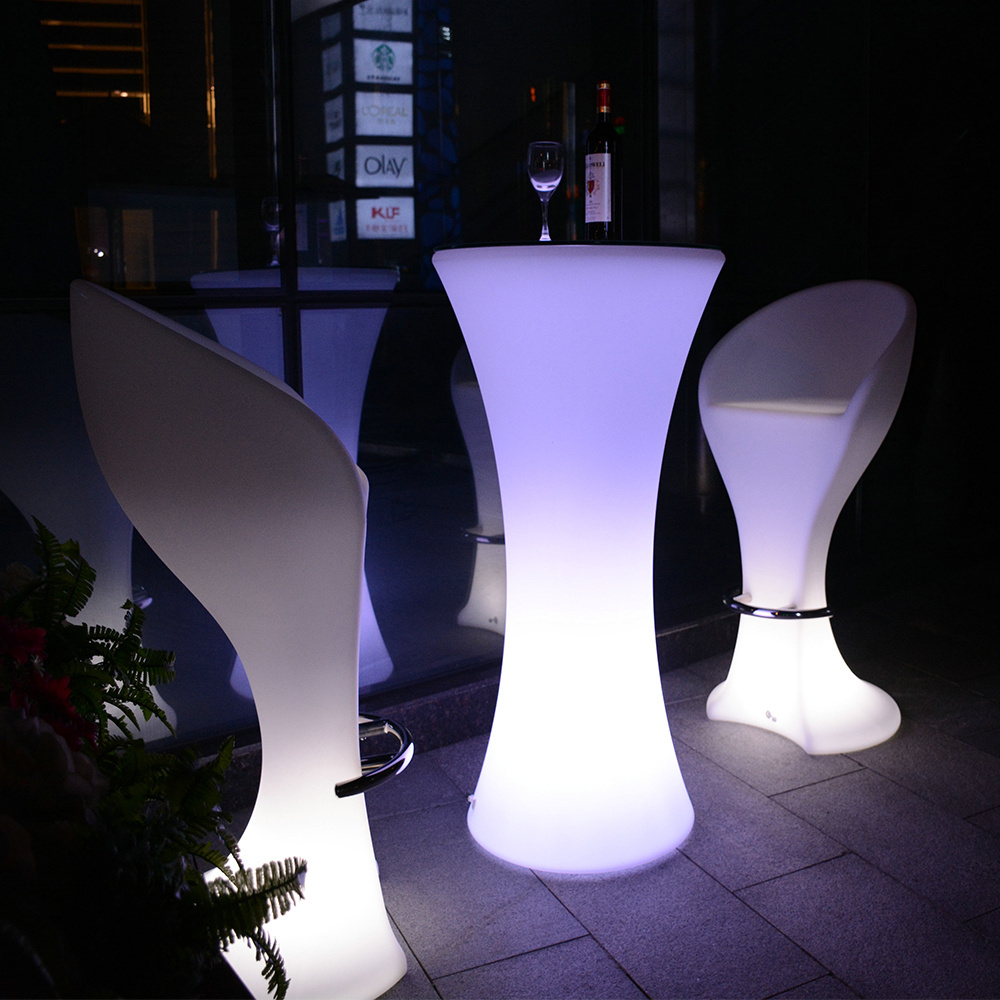 cheap bar table and chair sets /LED light up bar cocktail tables lumineuse mariage modern glowing night club party furniture