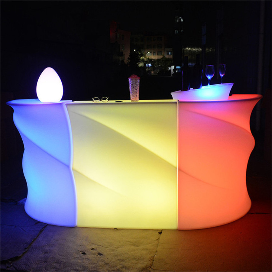 portable led bar counter luminous round juice outdoor furniture led lighted bar counter table chair for sale