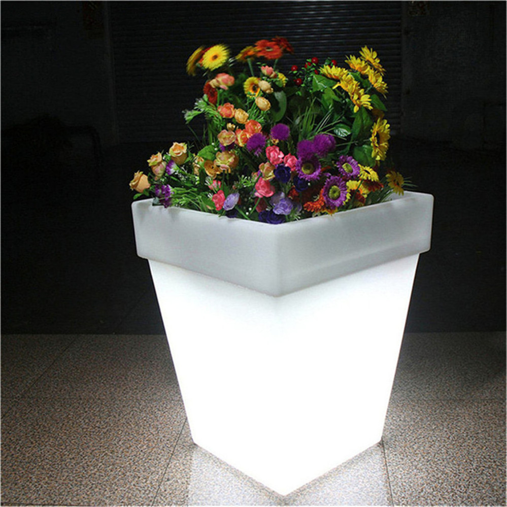 solar garden lights rgb Color changing illuminated planter standing led Flower magic pot led lighting glow floor lamp