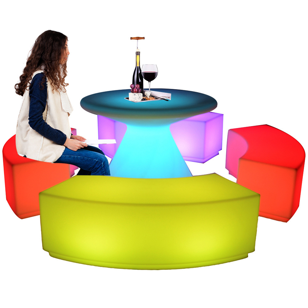 outdoor party lounge led furniture rechargeable nightclub illuminated plastic furniture set cube led table led chairs lighting