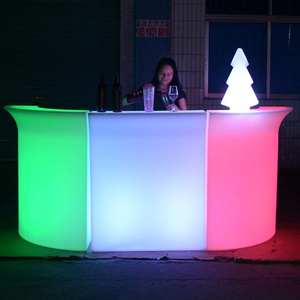 portable led bar counter luminous round juice outdoor furniture led lighted bar counter table chair for sale