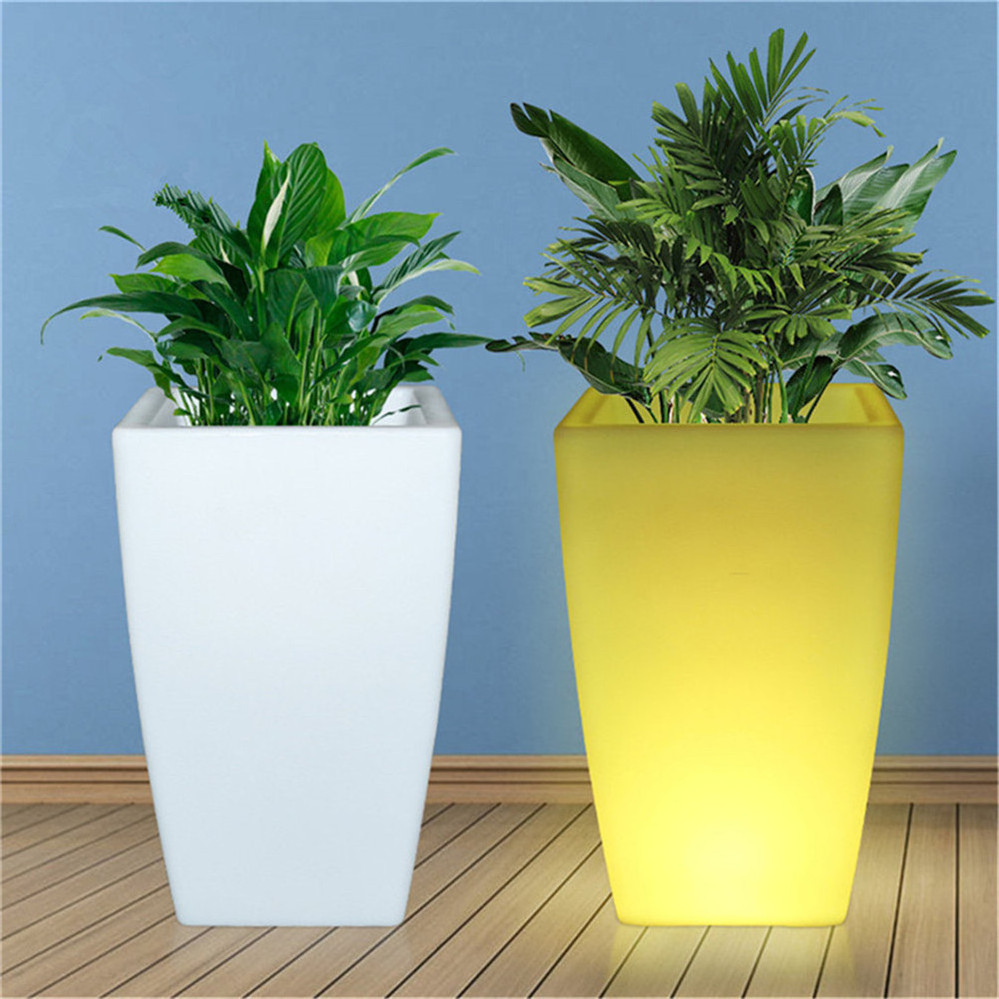 solar charging  illuminated large Led Luminous Plant Pots/outdoor solar charging glow plastic led light flower pots planters