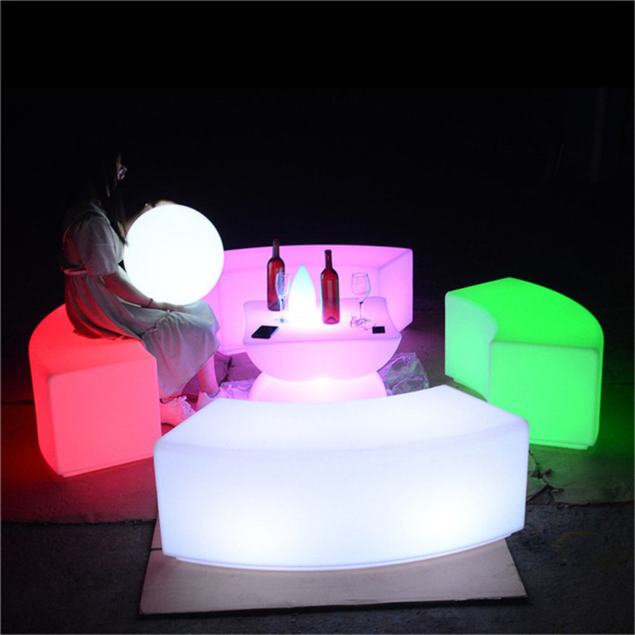 LED outdoor waterproof glow patio furniture hire Plastic Bar Dining light up LED bar sofa chair night club illuminated led sofa