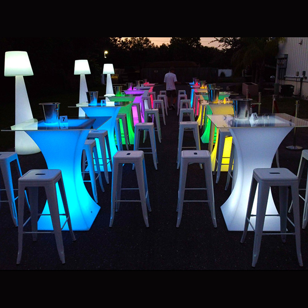 LED outdoor waterproof glow patio furniture hire Plastic Bar Dining light up LED bar sofa chair night club illuminated led sofa