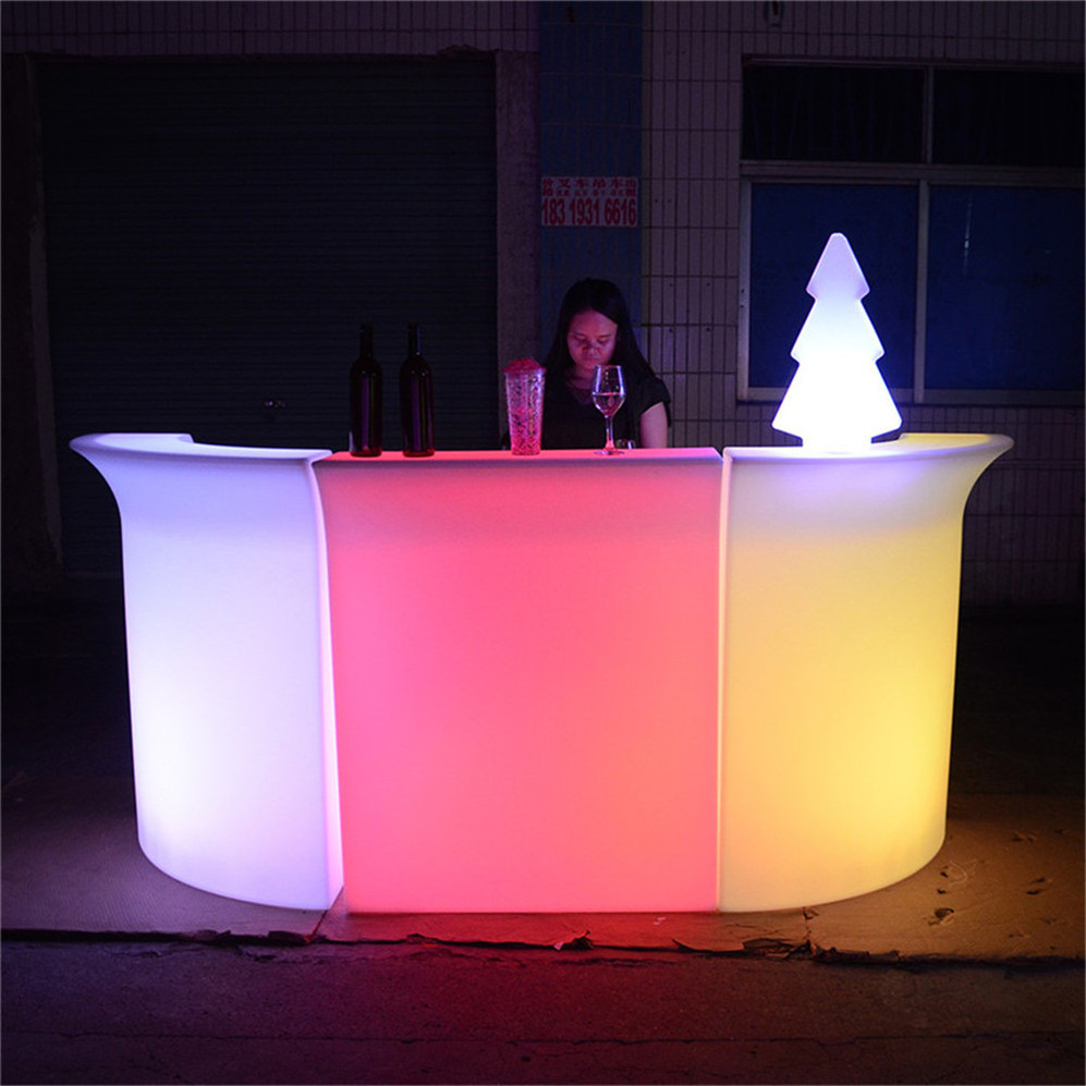 portable LED Luminous Furniture/indoor sectional rechargeable cocktail pub furniture hard LED plastic bar counter