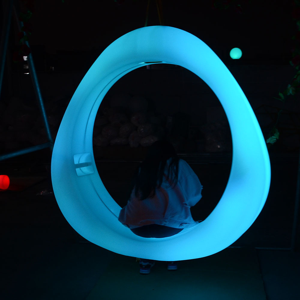 LED Swing glowing round colorful hanging color changing remote control led furniture swing seasaw moon chair lighting