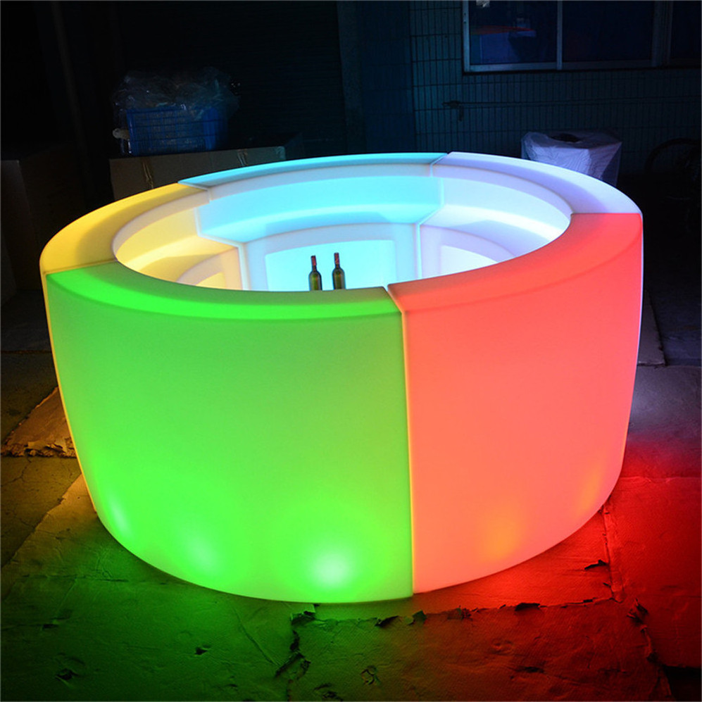 portable LED Luminous Furniture/indoor sectional rechargeable cocktail pub furniture hard LED plastic bar counter