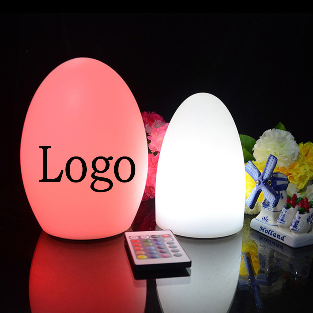 led table lamp battery powered small egg shaped night light cordless rechargeable restaurant led table lamp