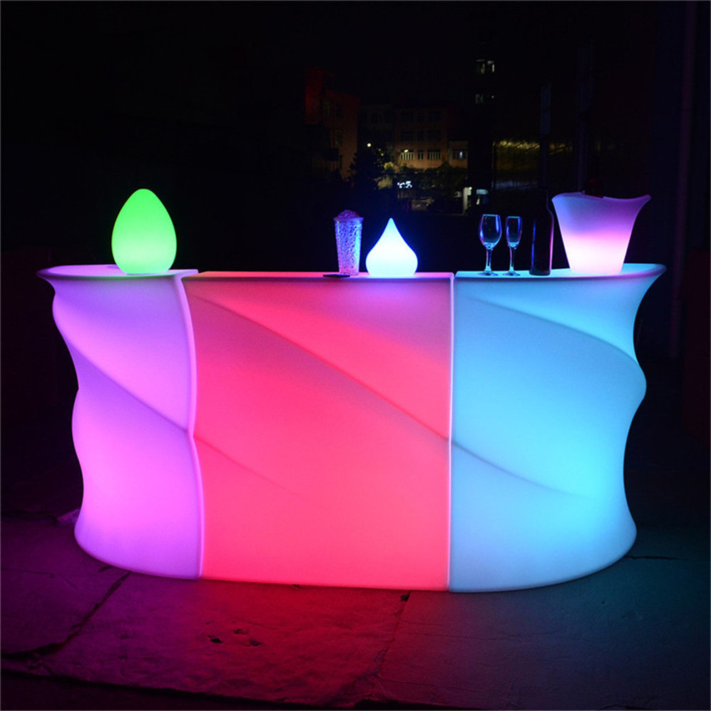 portable LED Luminous Furniture/indoor sectional rechargeable cocktail pub furniture hard LED plastic bar counter