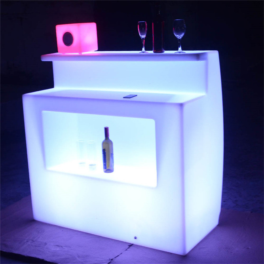 portable LED Luminous Furniture/indoor sectional rechargeable cocktail pub furniture hard LED plastic bar counter