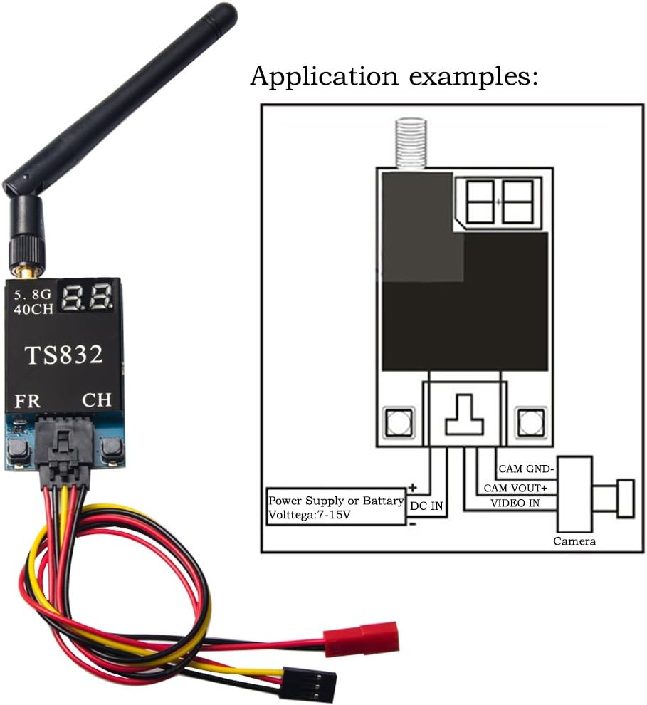 TS832 RC832 5.8GHz 40CH 600mW Wireless FPV Transmitter and Receiver input 7-16v 2dbi antenna for RC racing Drones 8M video