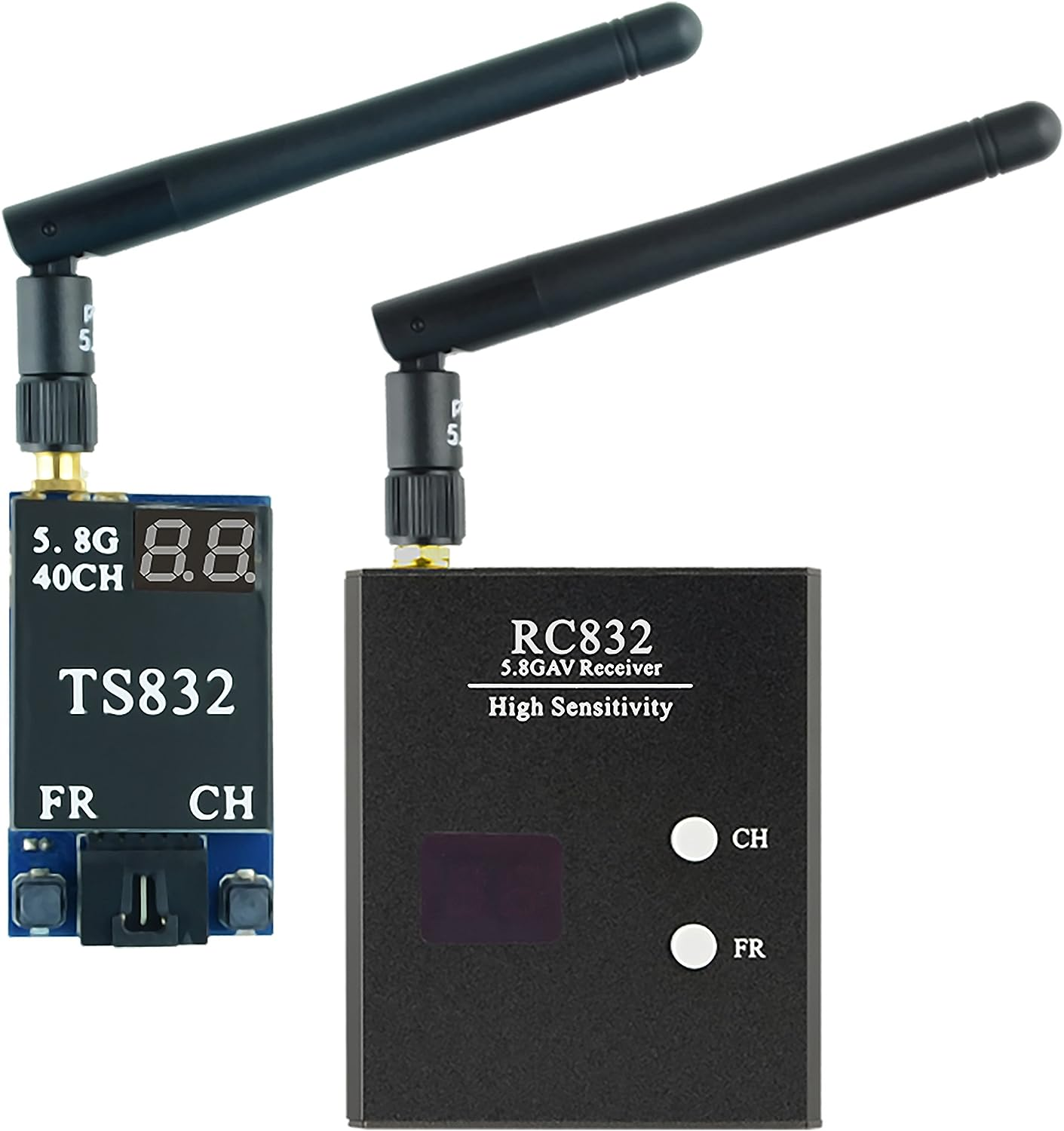 TS832 RC832 5.8GHz 40CH 600mW Wireless FPV Transmitter and Receiver input 7-16v 2dbi antenna for RC racing Drones 8M video