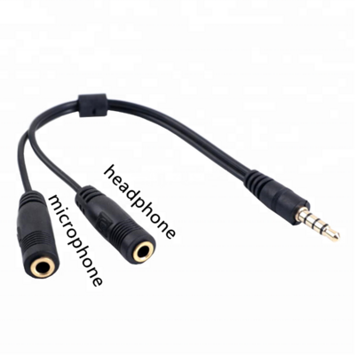 3.5mm audio stereo TRRS Headphone Jack Microphone Audio Y Splitter Male To Female 20CM Aux Cable Adapter Cord