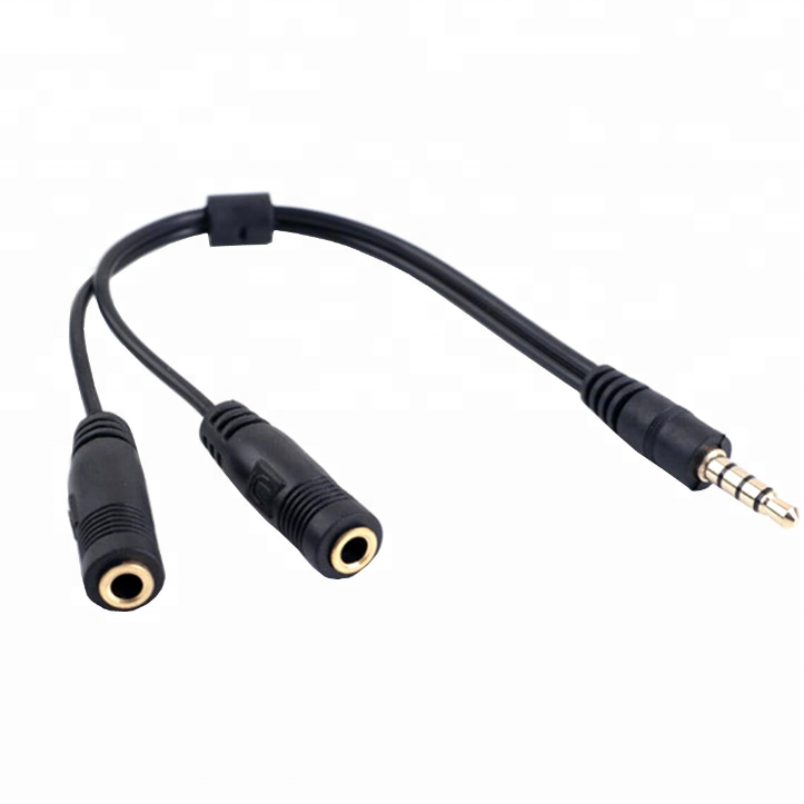 3.5mm audio stereo TRRS Headphone Jack Microphone Audio Y Splitter Male To Female 20CM Aux Cable Adapter Cord