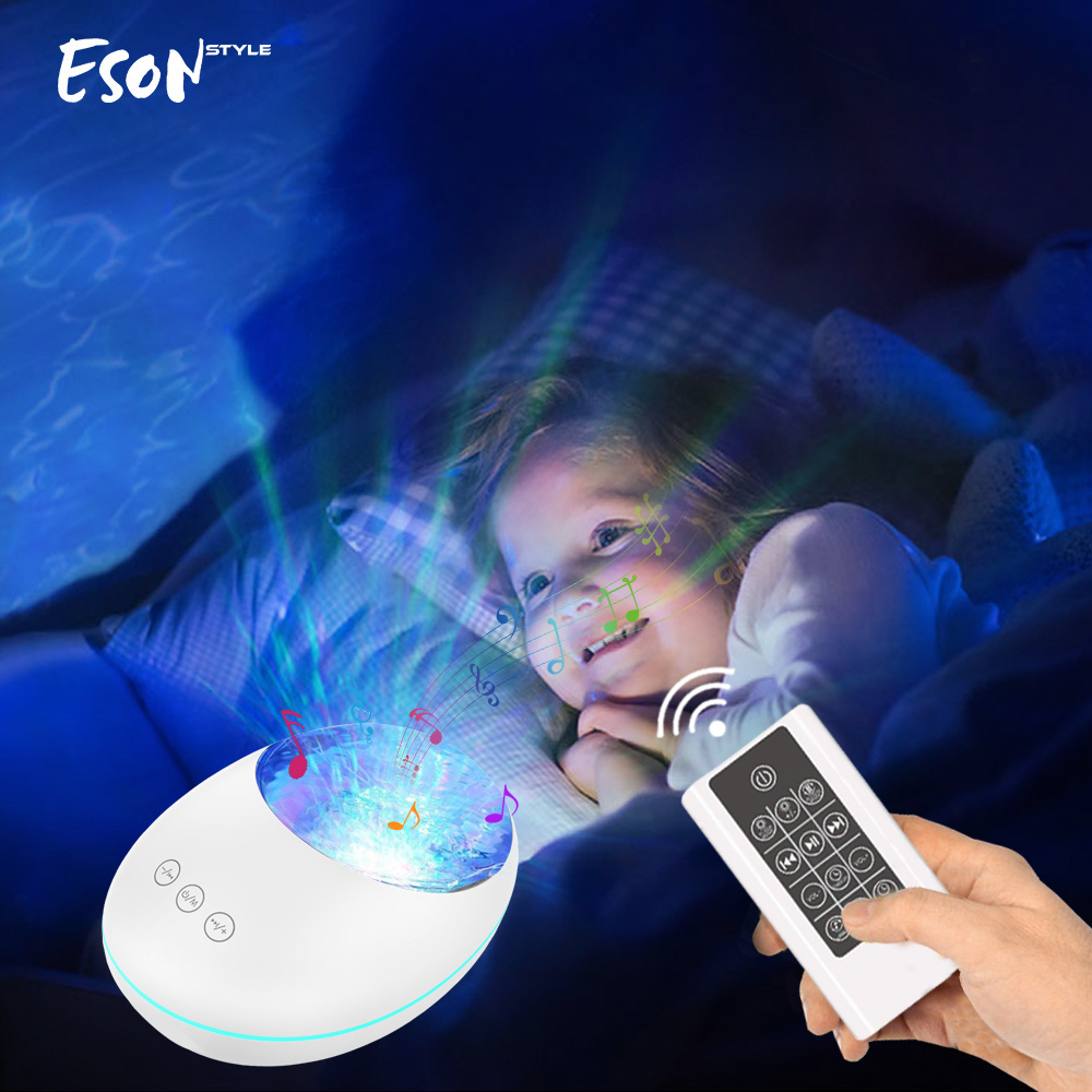 Eson Style Projector Lights for Christmas decoration, Ocean Wave Night Light with music, for Kids Living Room party speaker