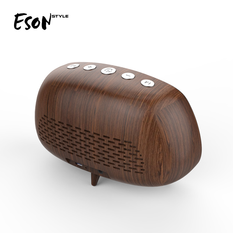 Eson Style classic wooden wireless Bluetooth V5.0 night light FM Radio surround sound trending Dual alarm clock tws speakers