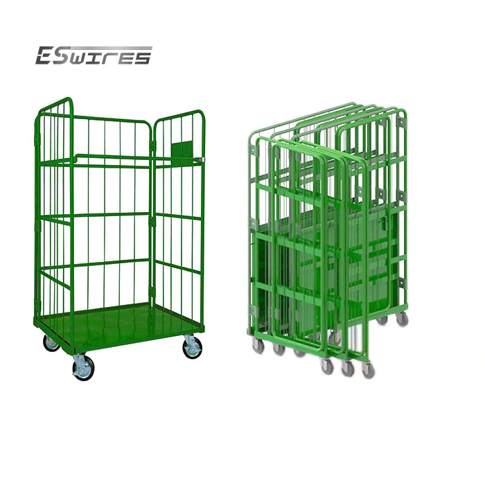 Pack 4 Wheels Logistic Wire Roll Cart For Sale Transport Cage Trolley