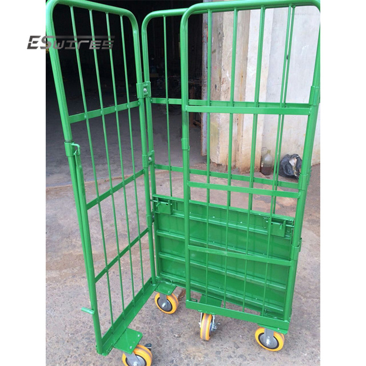 Pack 4 Wheels Logistic Wire Roll Cart For Sale Transport Cage Trolley