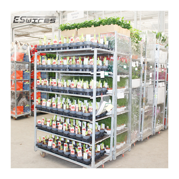 High capacity danish storage portable greenhouse nursery shelving wheel racking