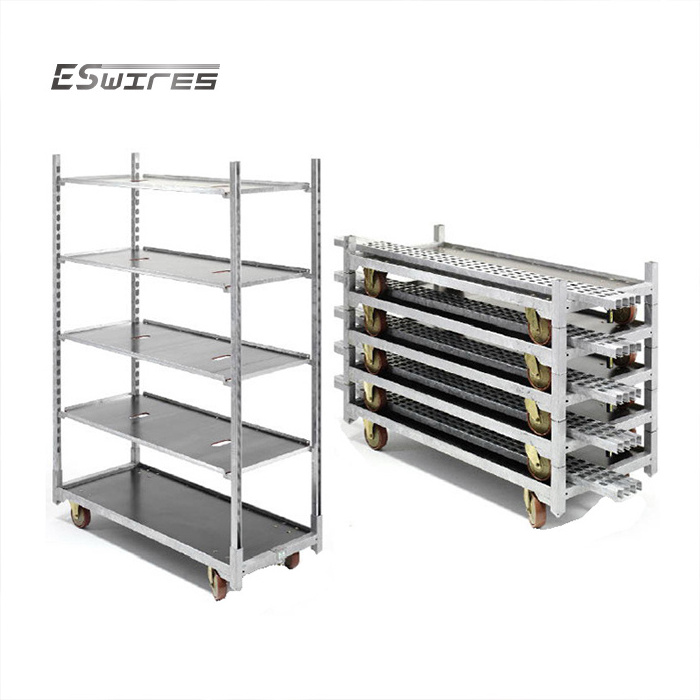 High capacity danish storage portable greenhouse nursery shelving wheel racking