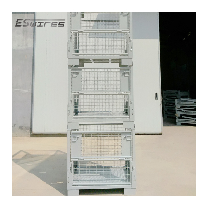 Automated industry storage system foldable heavy duty stackable wire mesh metal cage stillage