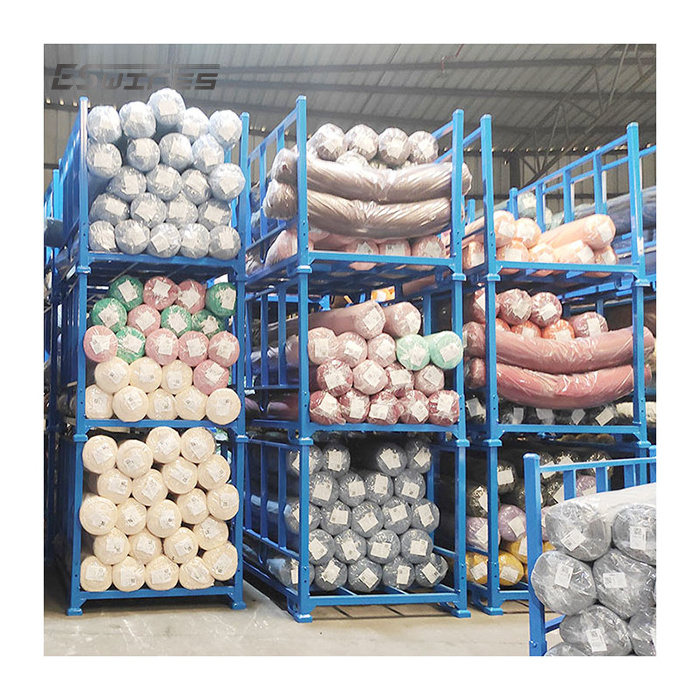 Mracking affordable steel foldable stacking custom large size fabric storage racks shelf for warehouse