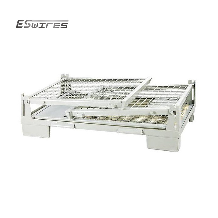 Automated industry storage system foldable heavy duty stackable wire mesh metal cage stillage