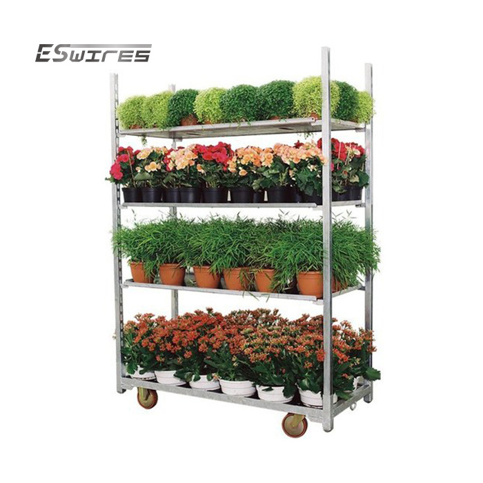 Galvanized Plywood Shelves Detachable Adjustable Danish Greenhouse Plant Transport Carts