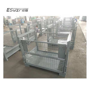 Automated industry storage system foldable heavy duty stackable wire mesh metal cage stillage