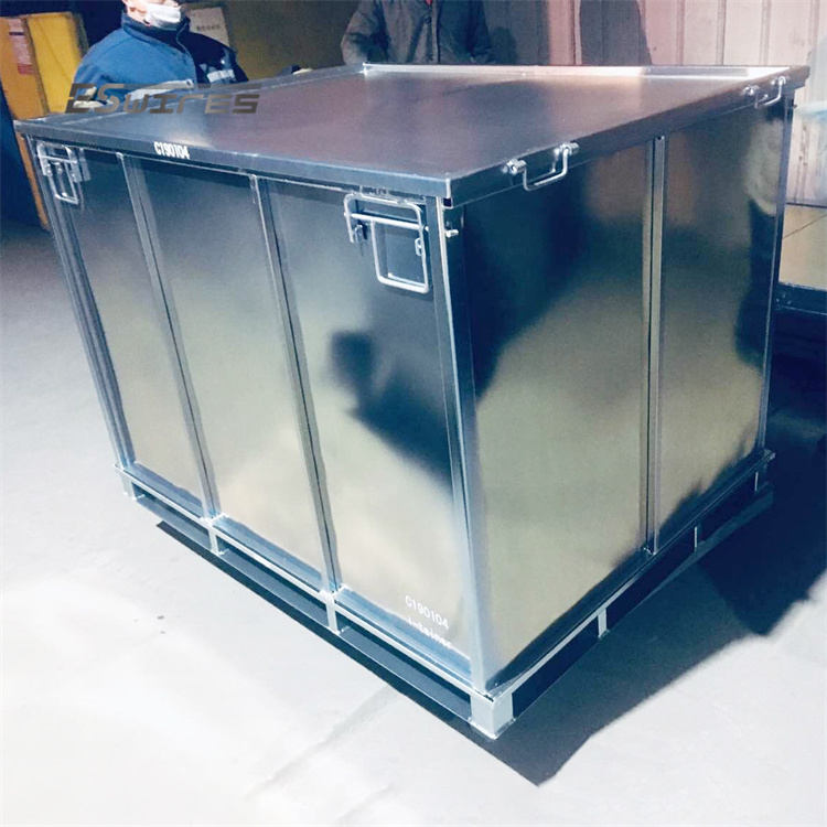 1000kgs Collapsible Lockable Steel Metal Storage Box Pallet For raw Rubber Chemicals Material Industry Packing