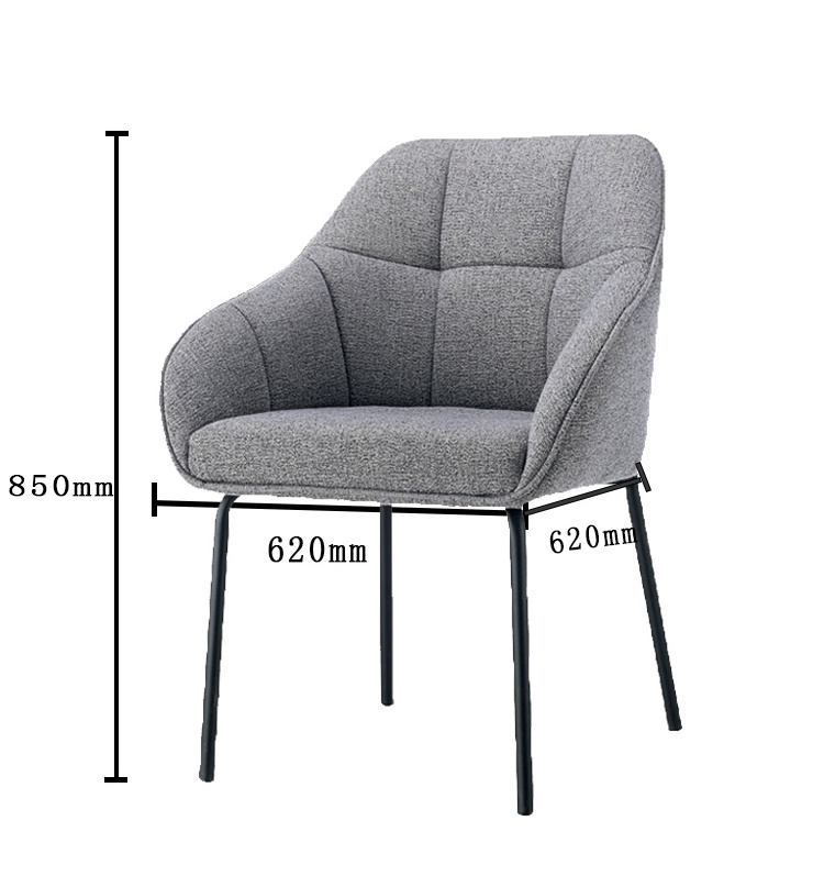 Bazhou Wholesale Living Room Furniture  Linen  Fabric Dining Chairs and  Black Powder Coating Frame