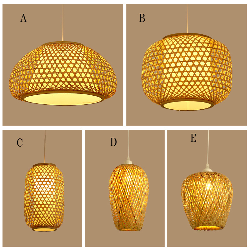 Japanese style Pendant Lights hand-woven bamboo vine Suspension Luminaire restaurant decorative E27 lighting Fixtures