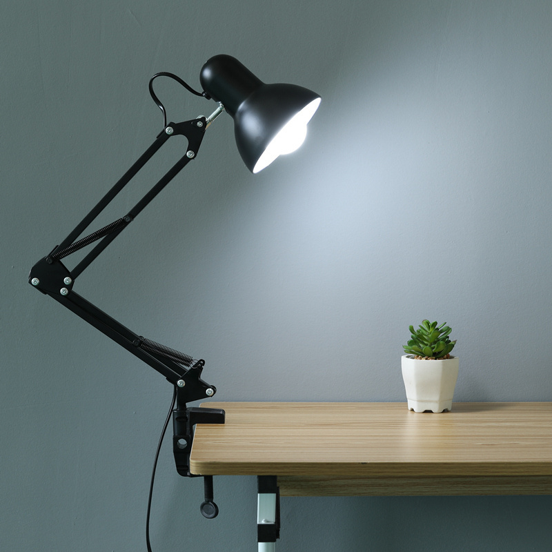 Home Office Task Lighting Industrial Metal Swing Arms Desk Table Lamp