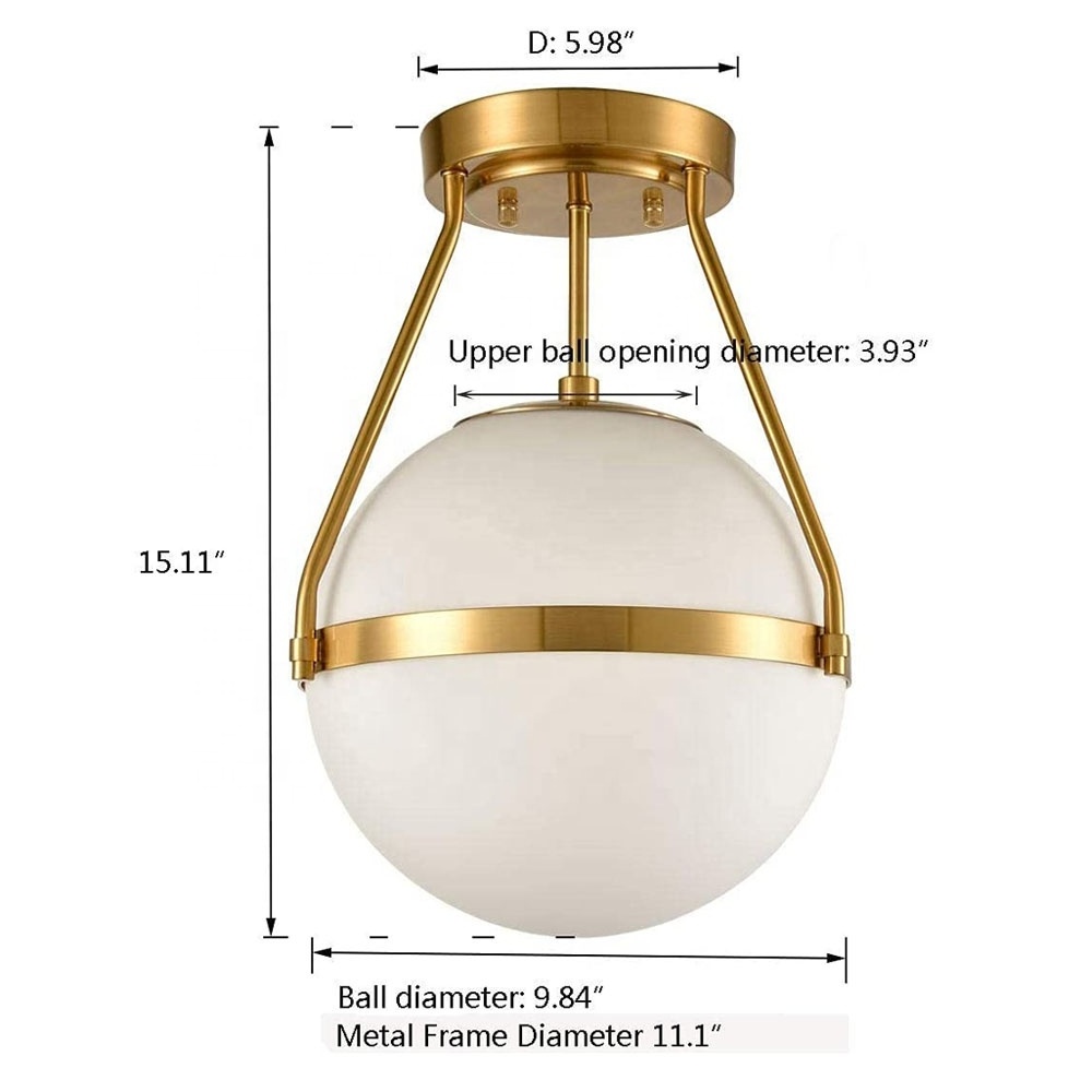 Bedroom Kitchen Foyer Hallway Lighting Multi Designs Customization White Transparent Glass Globe Semi-flush Mount Ceiling Light