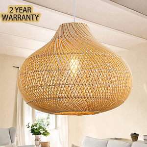 New Design Woven Rattan Pendant Light Fixture Natural Bamboo Lampshade Chandelier Ceiling Light Handmade wicker rattan lamp