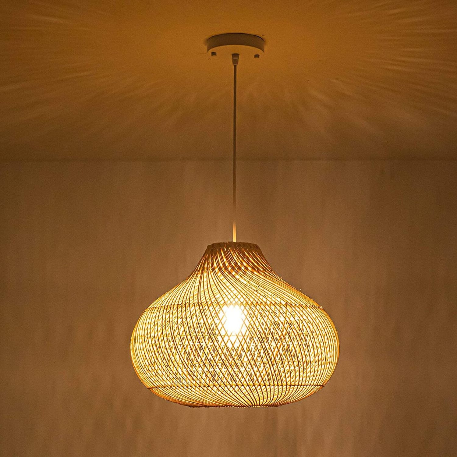 New Design Woven Rattan Pendant Light Fixture Natural Bamboo Lampshade Chandelier Ceiling Light Handmade wicker rattan lamp