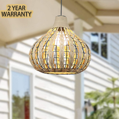 14 inch Rattan Pendant Light Fixture Natural Bamboo Lampshade Chandelier Wicker Ceiling Light Handmade Weave Basket Hanging